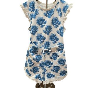 Janie and Jack Floral Blue and White Shirt and Shorts (NWT)